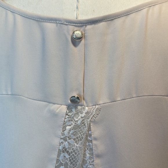 Lush Cream Blouse with Lace trim detail button and split lace trim down back szL - Picture 9 of 10